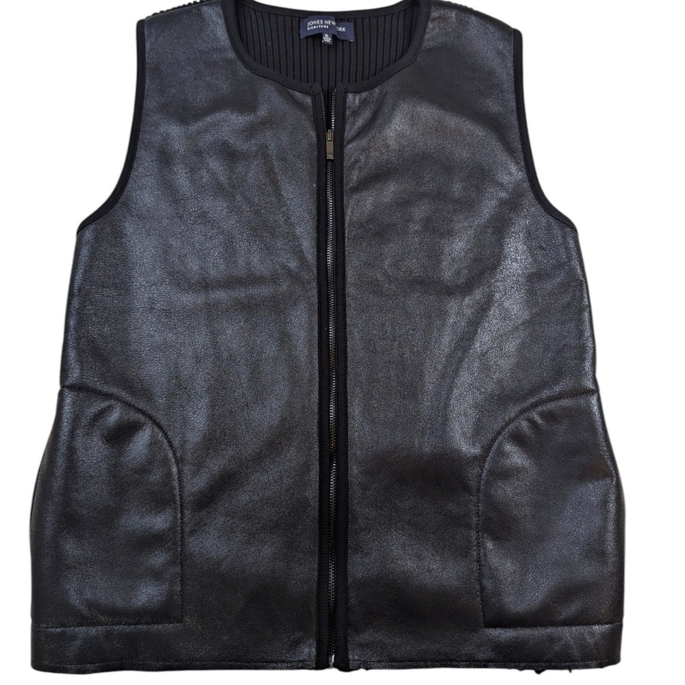 Jones New York Signature Faux Leather Knit Vest‎ – Women's XL – Black